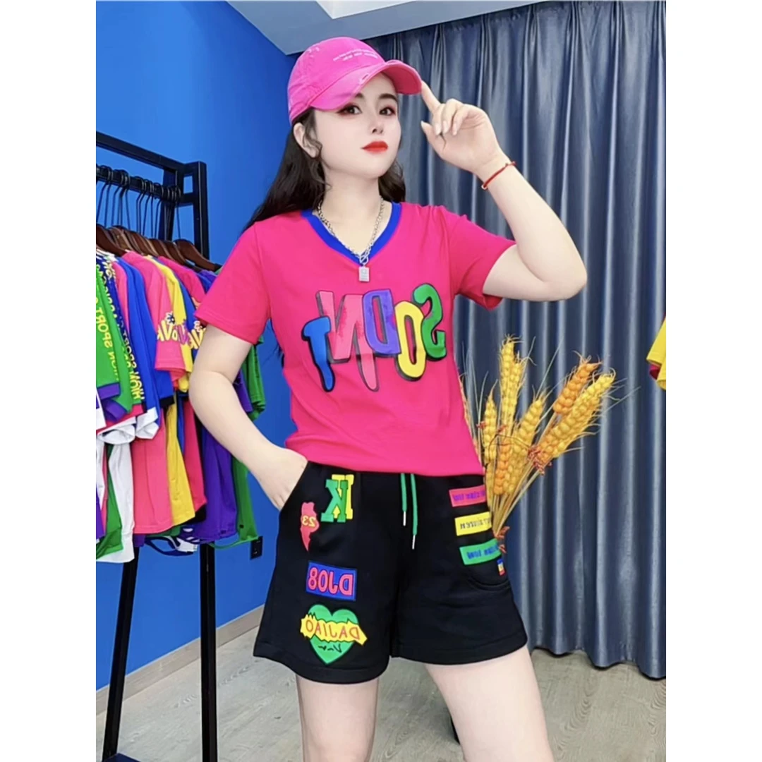 【8120】夏季时尚休闲显瘦洋气减龄潮流印花女t恤