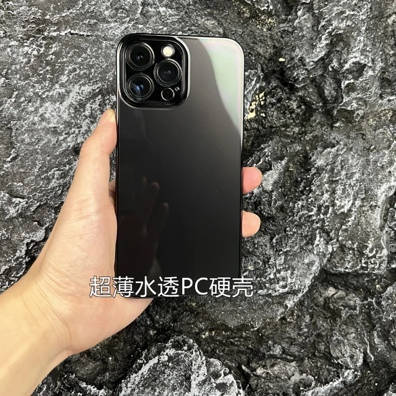 超薄水透PC透明硬壳iphone15promax高级感14苹果13手机壳12防摔壳
