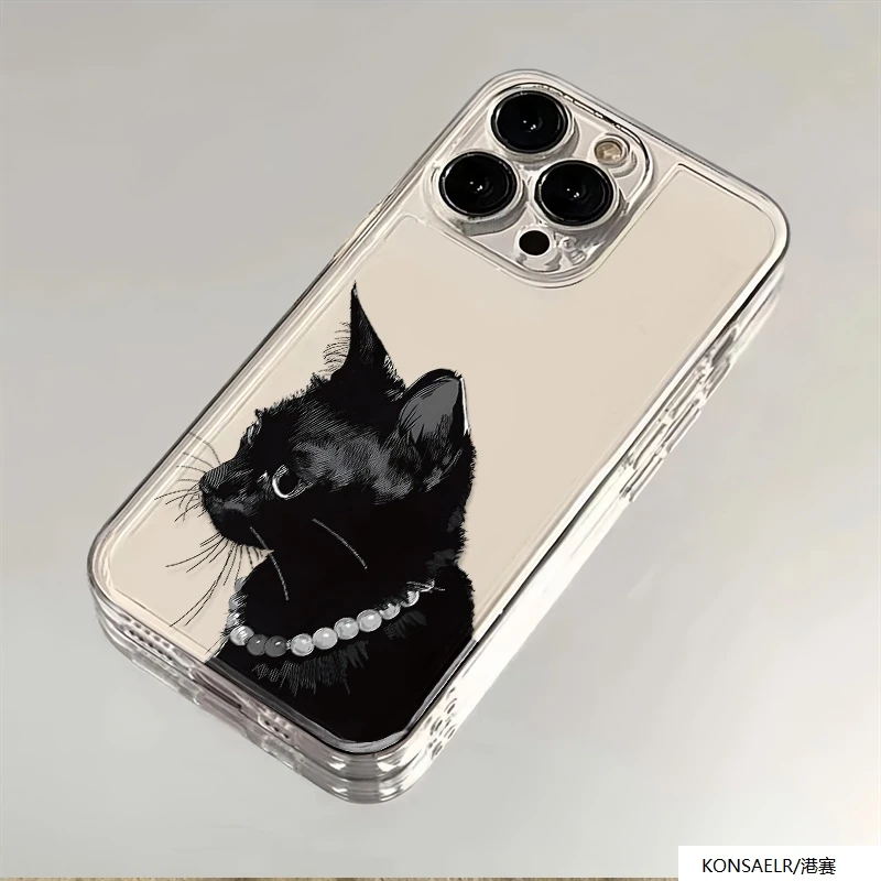 黑猫头像苹果15/14/13龙年款磨砂可爱新款潮牌肤感ins风xs/xr软壳