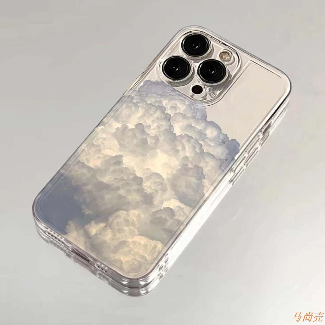创意云朵苹果卡通iPhone12/13/14透明15手机壳新12promax创意xr防