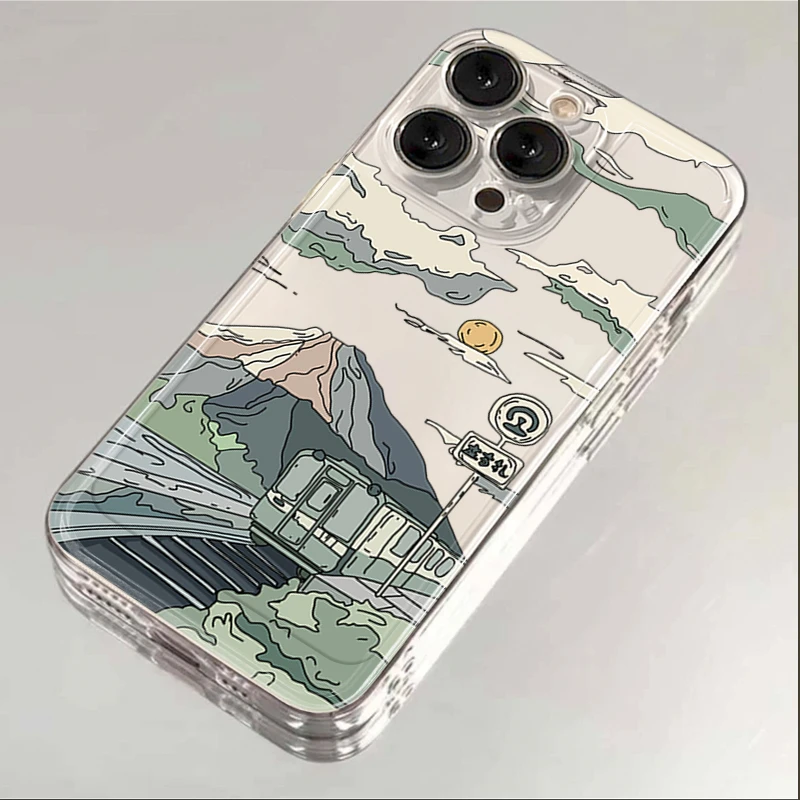 落日火车iPhone15苹果手机壳全包软防摔12promax/11全包xr软8p套