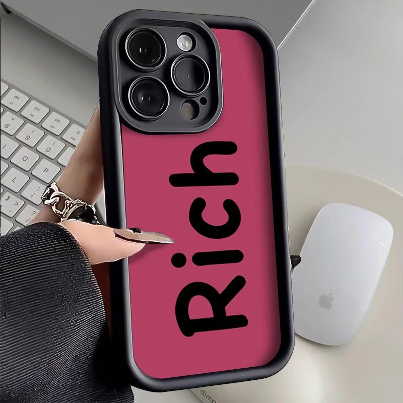 ins高级rich英文iPhone14promax镜头框手机壳苹果1312全包11软套