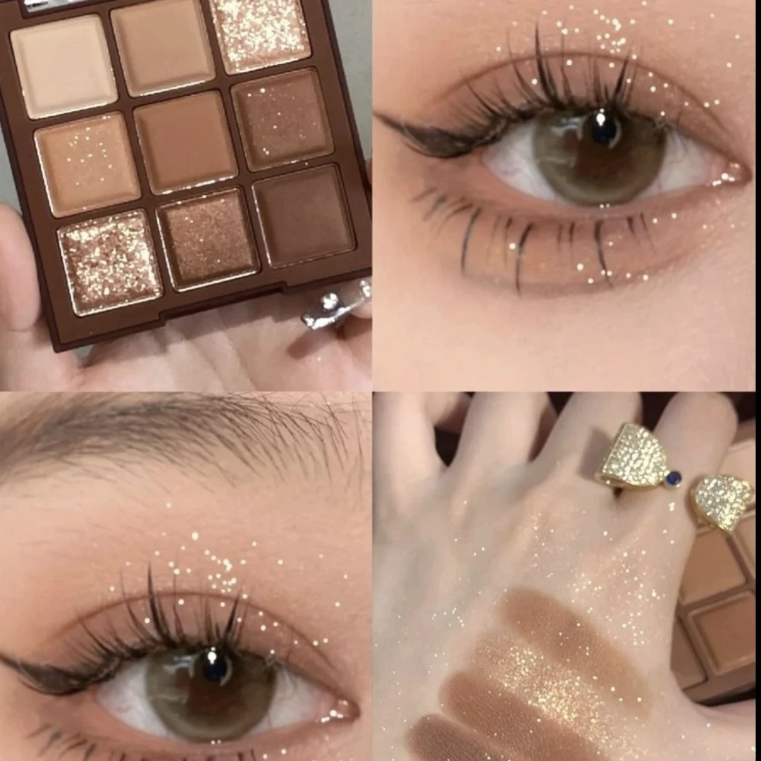 ROTO九色眼影盘巧克力大地色日常妆哑光珠光爆闪化妆师初学者平价