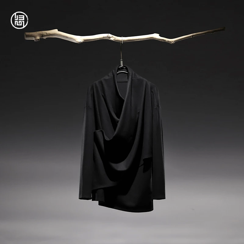 归心原创设计师男装中国风男士春季运动长袖T恤衫男款禅意领T恤