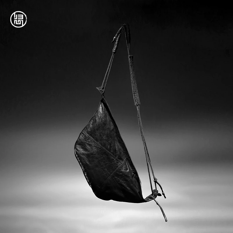 归心男士手工蜡感绵羊皮绵羊皮真皮皮包男包腰包斜挎包200301008