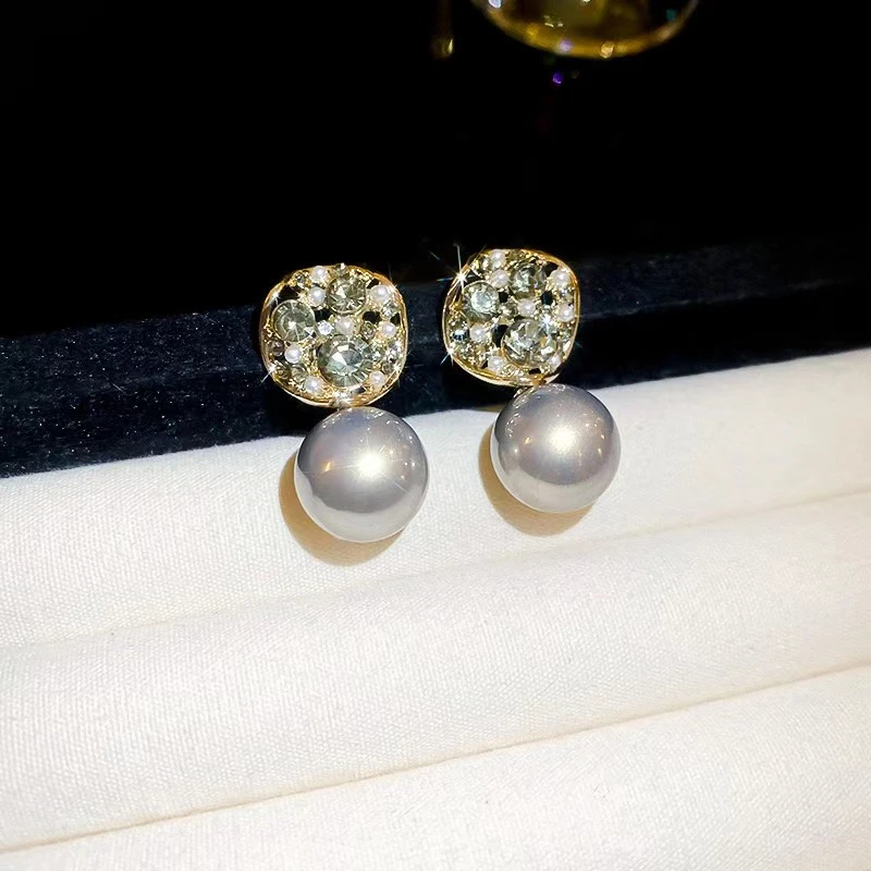 925银仿珍珠耳饰 金色轻奢银耳钉新款气质小众耳钉时尚防过敏耳饰