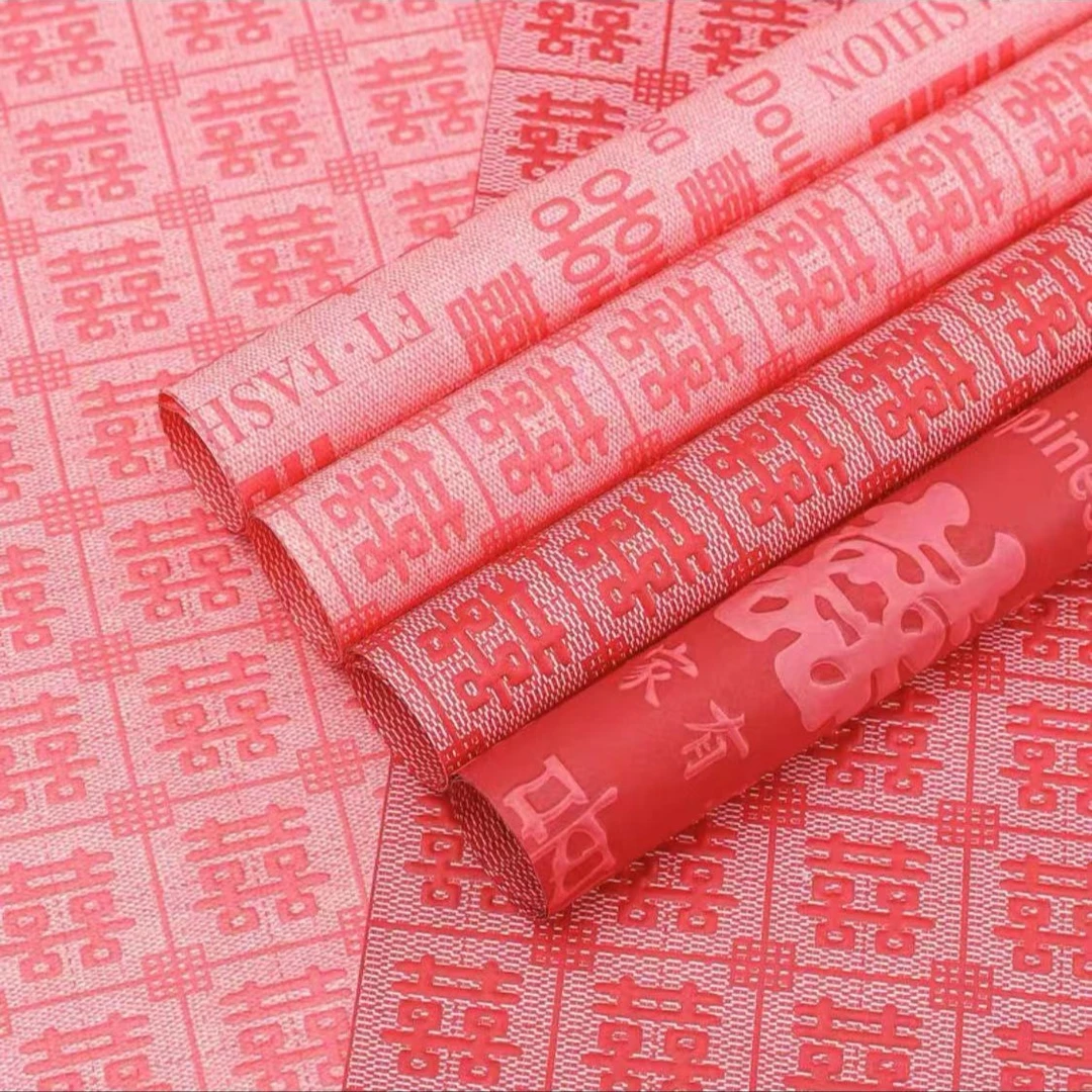 立体双喜纸 喜庆花束包装纸喜字小香风花束防水包装纸