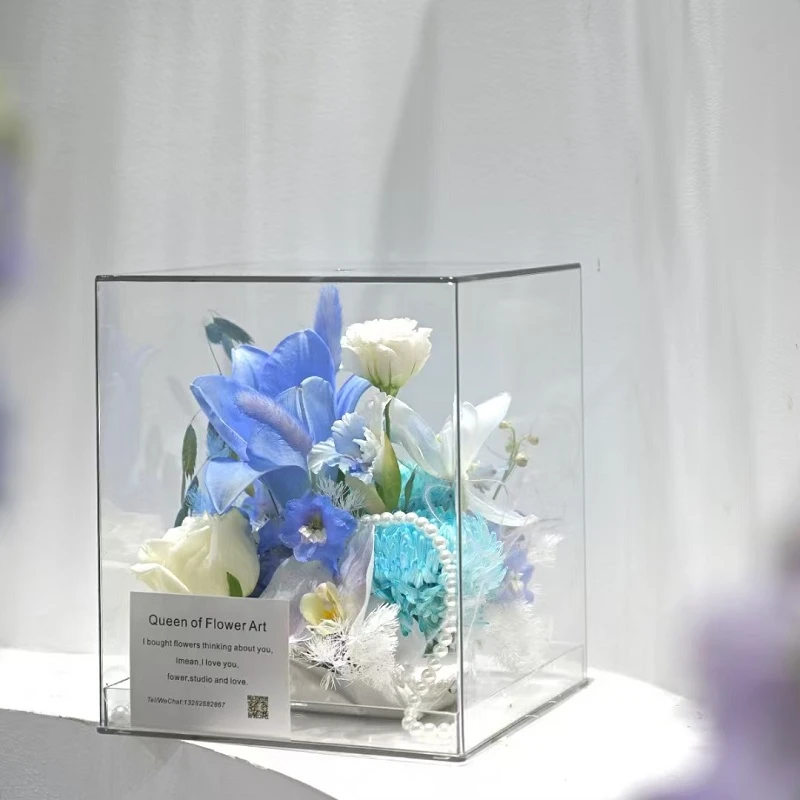 新款亚克力方形花盒透明礼品花束包装礼盒 花束包装材料