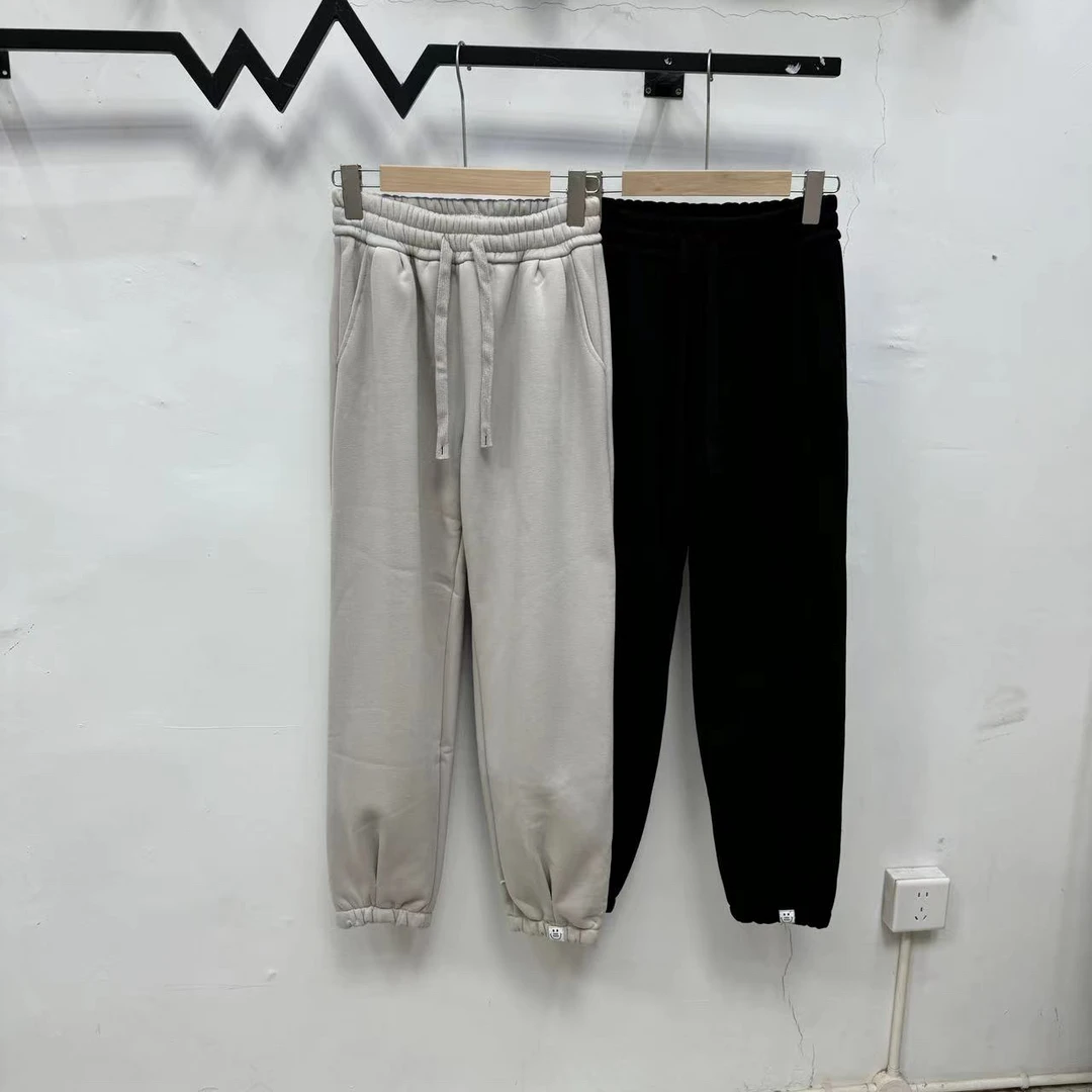 《加厚加绒》24冬款宽松束脚设计裤脚笑脸卫裤简约时尚休闲运动长裤