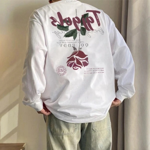 美式街头嘻哈风宽松春秋季潮牌纯棉男女情侣款长袖t恤打底衫上衣