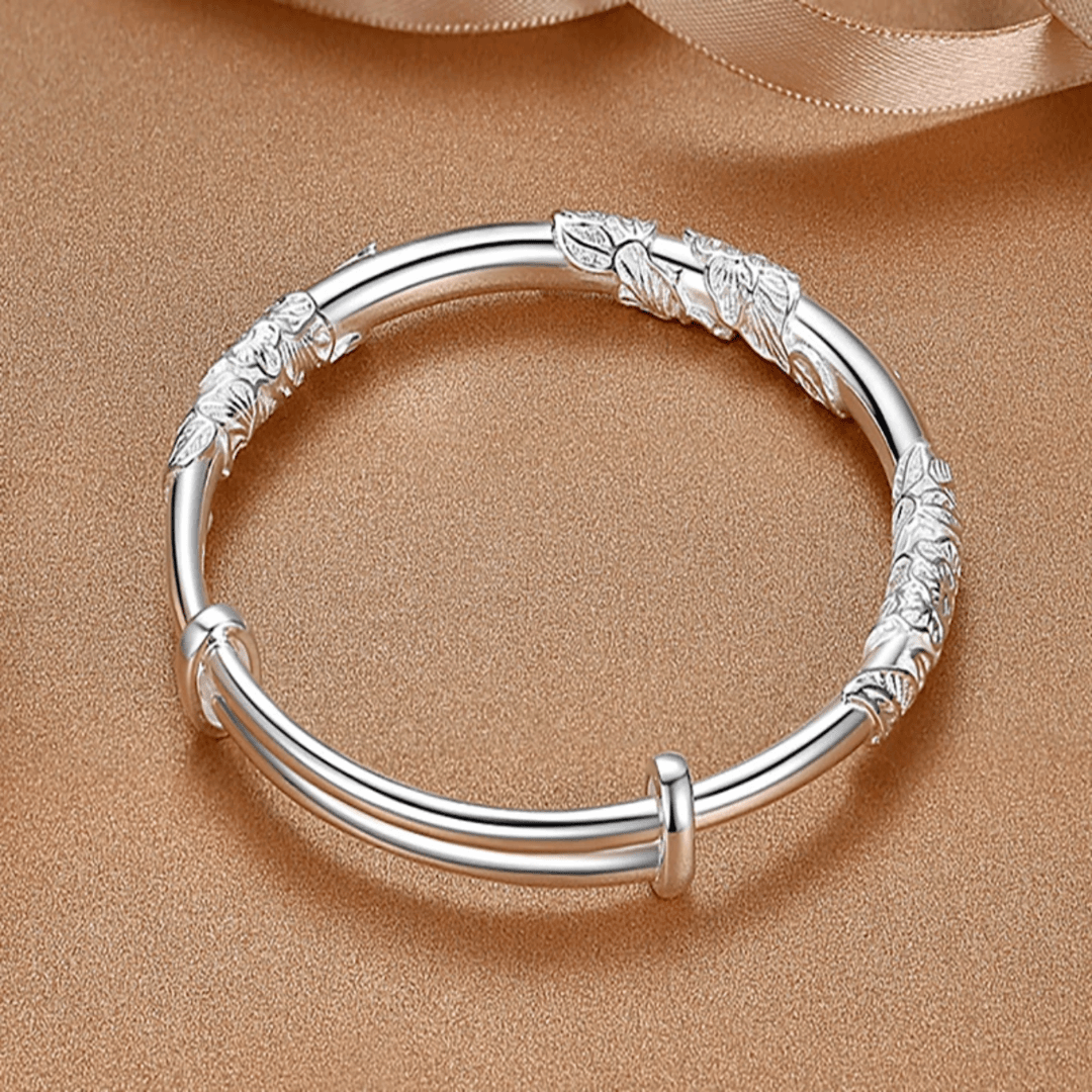 足银手镯 足银999.9 X08款 繁花似锦推拉款绕丝情人节手镯