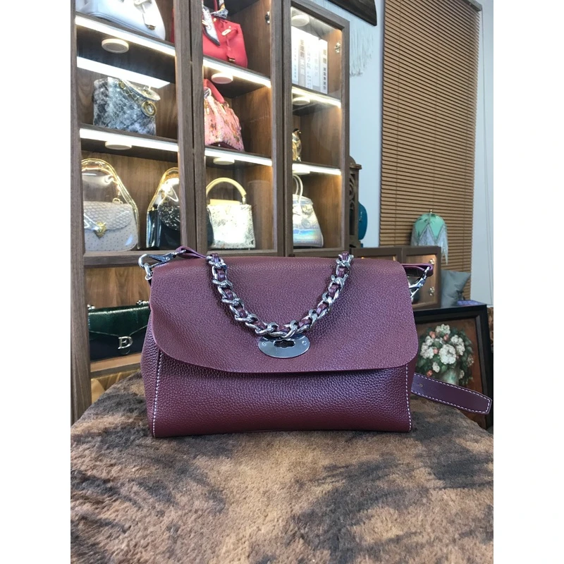 红色手提包斜挎包方包女士酒红大容量单肩包（默认微瑕疵）