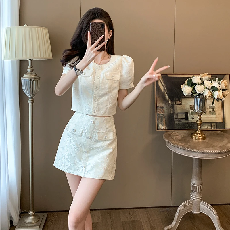 夏季法式千金成熟御姐轻熟风小香风套装裙小个子裤裙两件套高级感