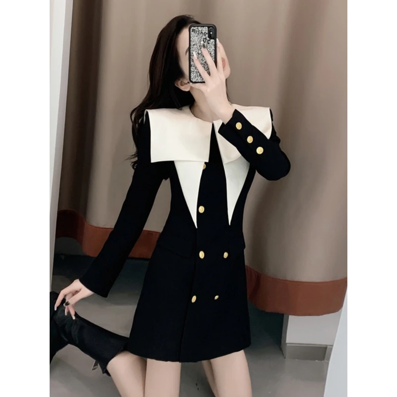 秋装高档轻奢女装气质女神范高级感裙子女御姐长袖西装裙连衣裙