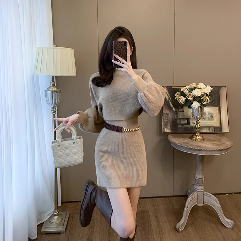 轻奢高档千金小香风套装女秋冬洋气减龄轻熟针织毛衣两件套高级感