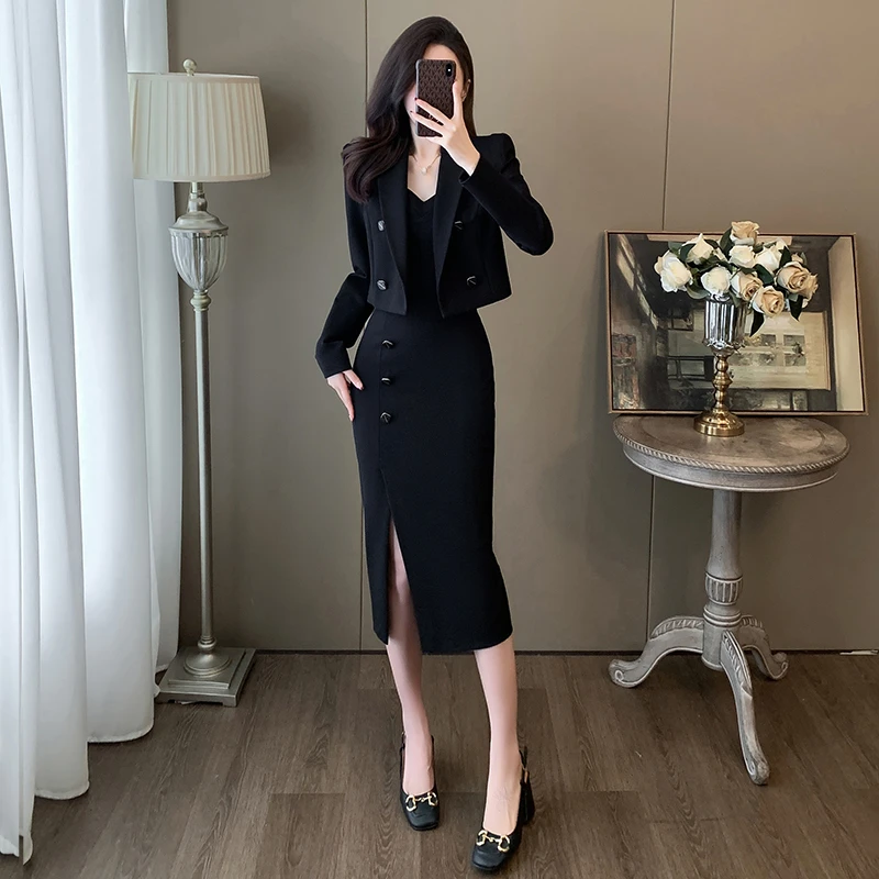 2025秋季御姐西装套装裙女神高级感时尚炸街流行气质吊带裙两件套