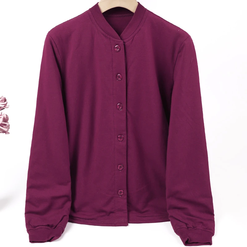 秋冬季女士纯色百搭桑 蚕 丝填充长袖棉服开衫外套上衣 C5455