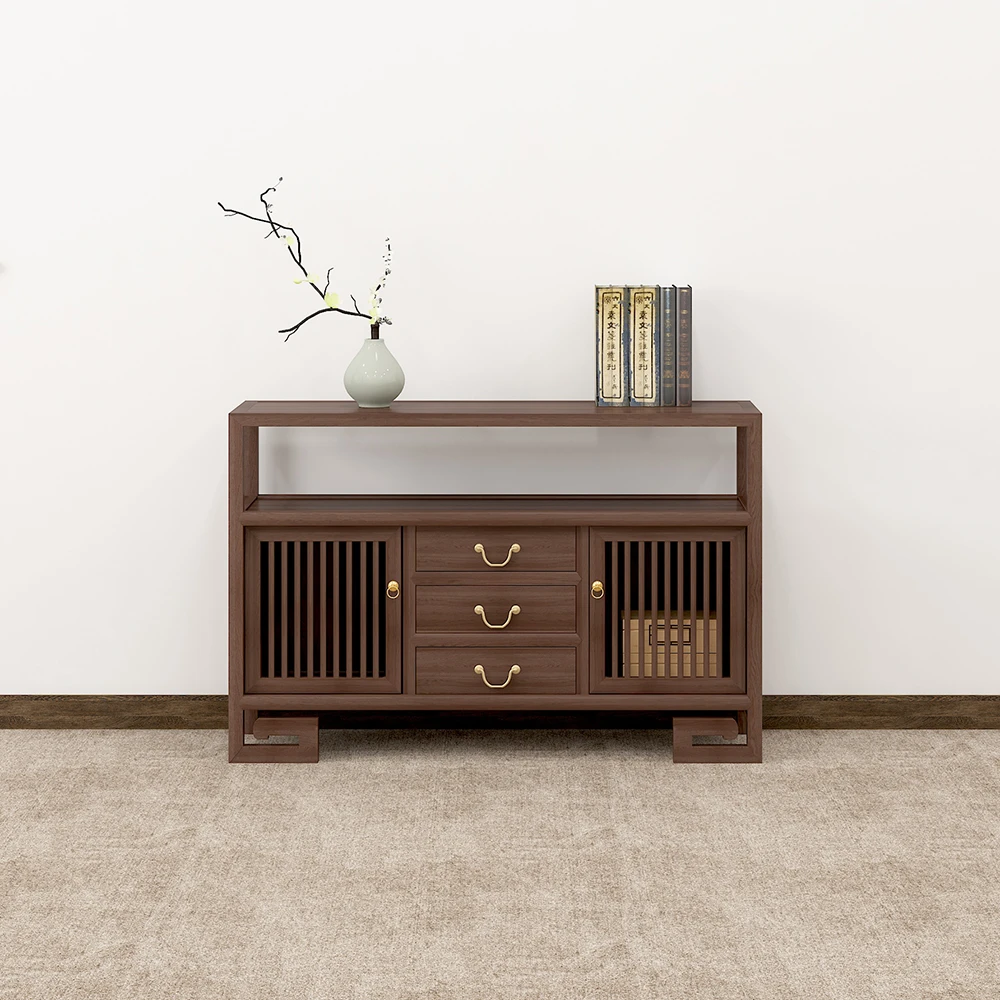 新中式实木餐边柜白蜡木茶水柜原木置物柜玄关收纳柜现代简约靠墙