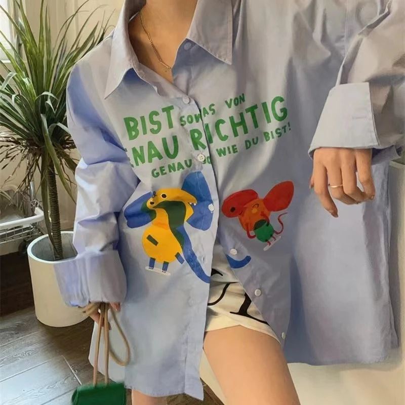 曼【601-699】新款显瘦宽松印花衬衣时尚舒适上衣衬衫长袖牛仔休闲