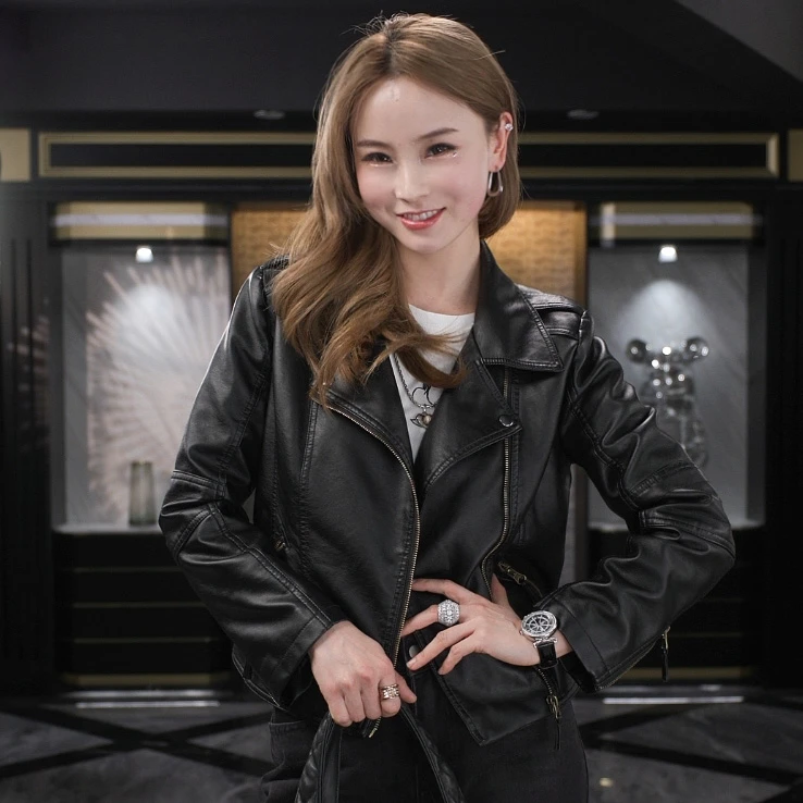 大乔专属 短款皮衣机车服皮夹克朋克风修身显瘦百搭小外套