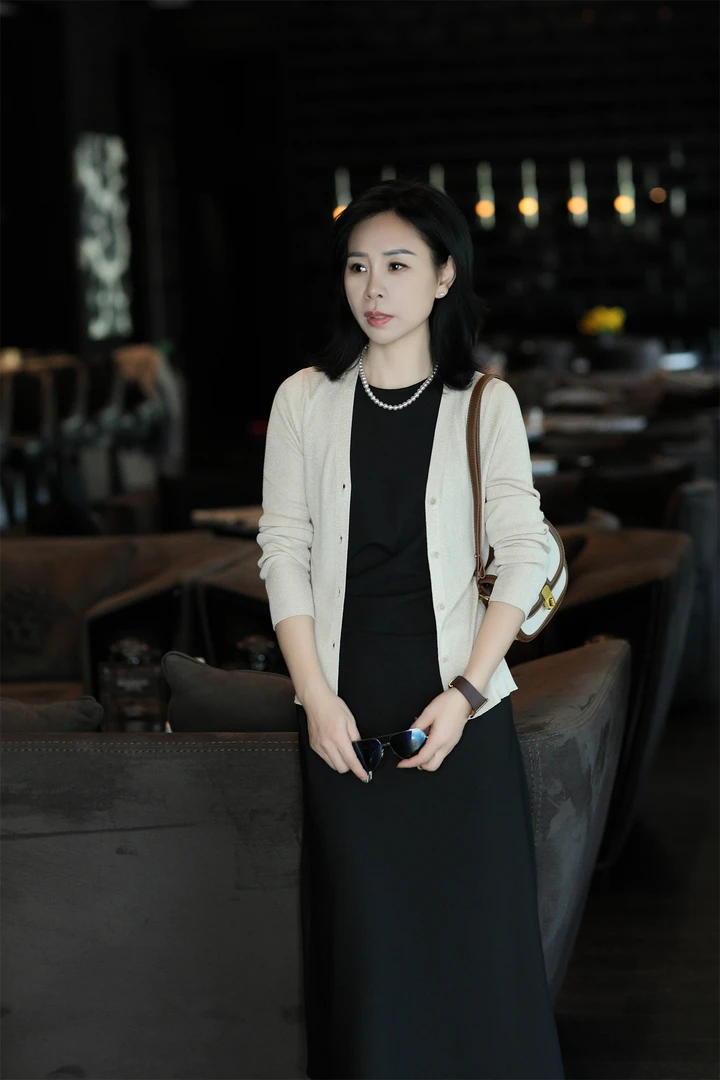 【杜小小】“流金岁月”气质名媛开衫时尚修身百搭显瘦V领长袖上衣98