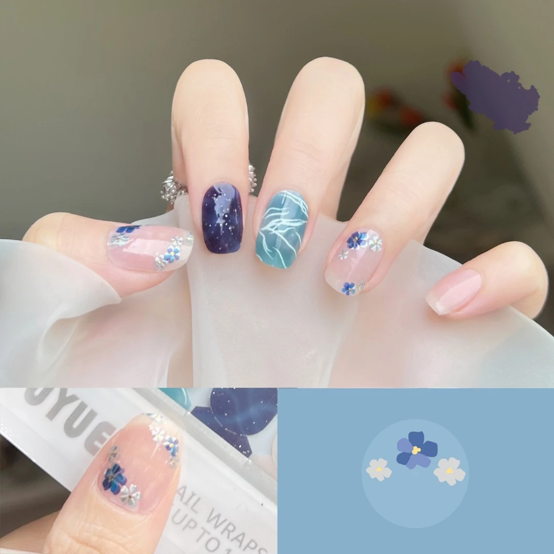【免照灯】【星辰大海】朵媛儿美甲贴油膜22指/套持久防水穿戴甲美甲
