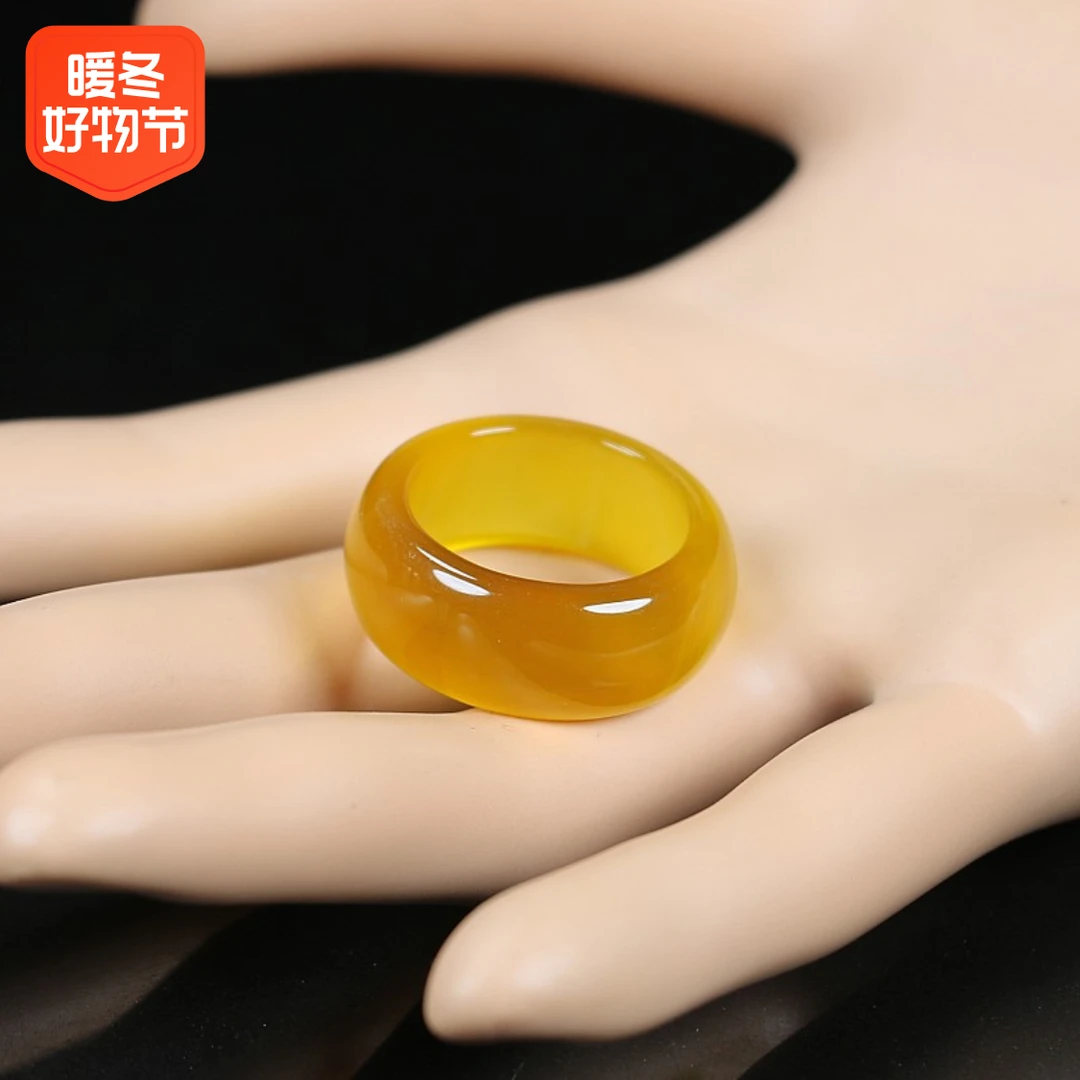 天然玉石玛瑙玉髓黄白绿红男女款戒指时尚气质玉指环多样性发货