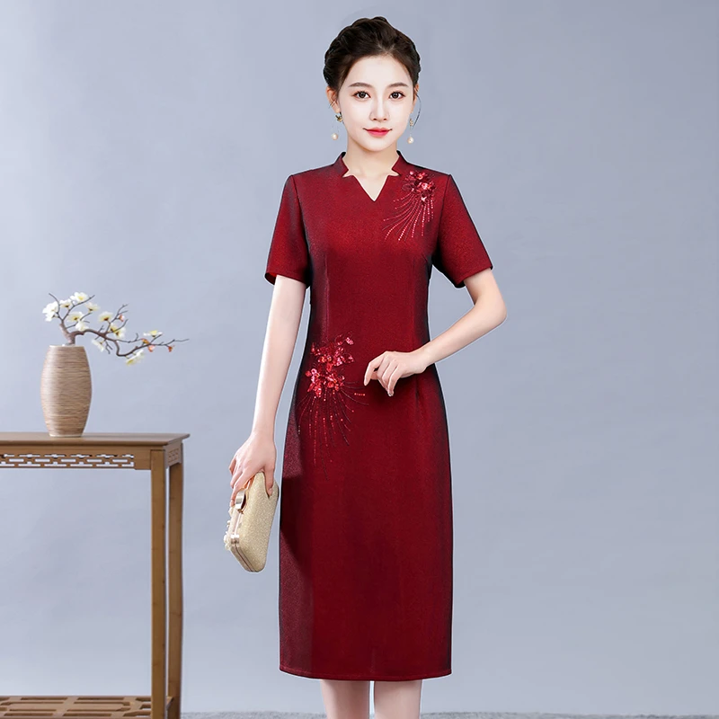 【WX2301/D短袖】夏季短袖连衣裙高端衣服高贵洋气中年