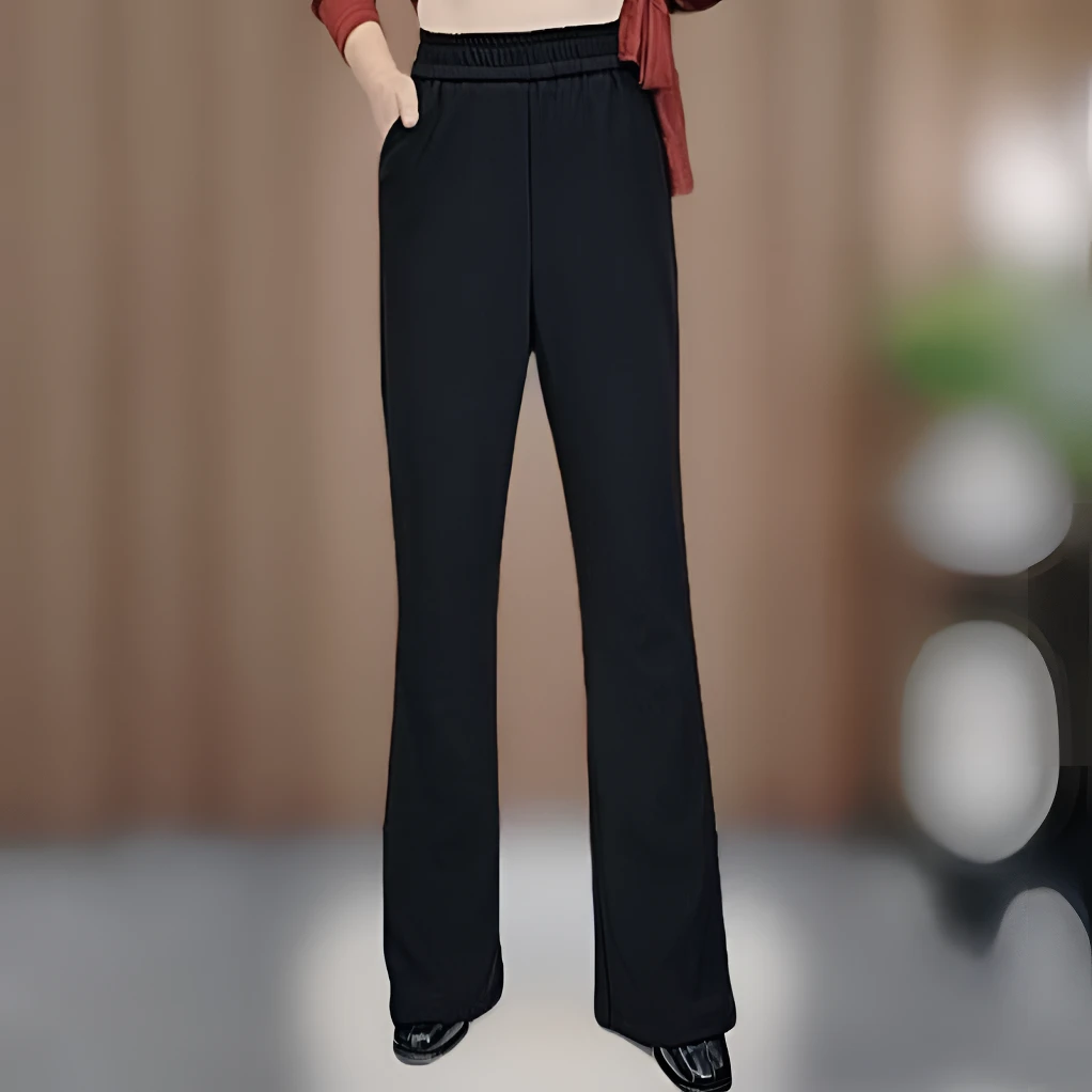 8838款 时尚微喇裤 秋季新款 弹力显瘦 高腰百搭 修身黑色 舒适款