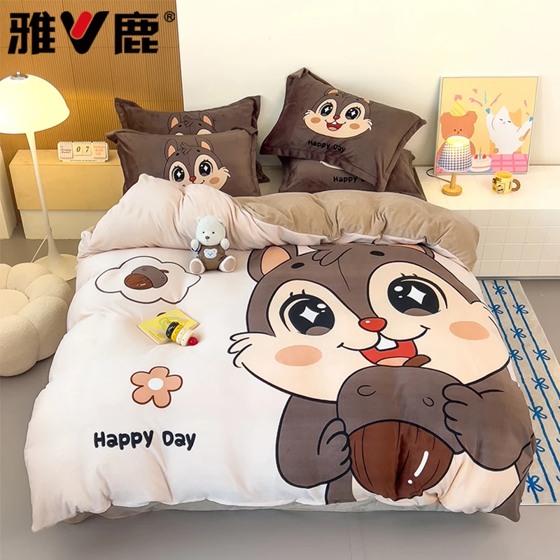 2025新款加厚保暖牛奶绒大版印花四件套（专版花型）