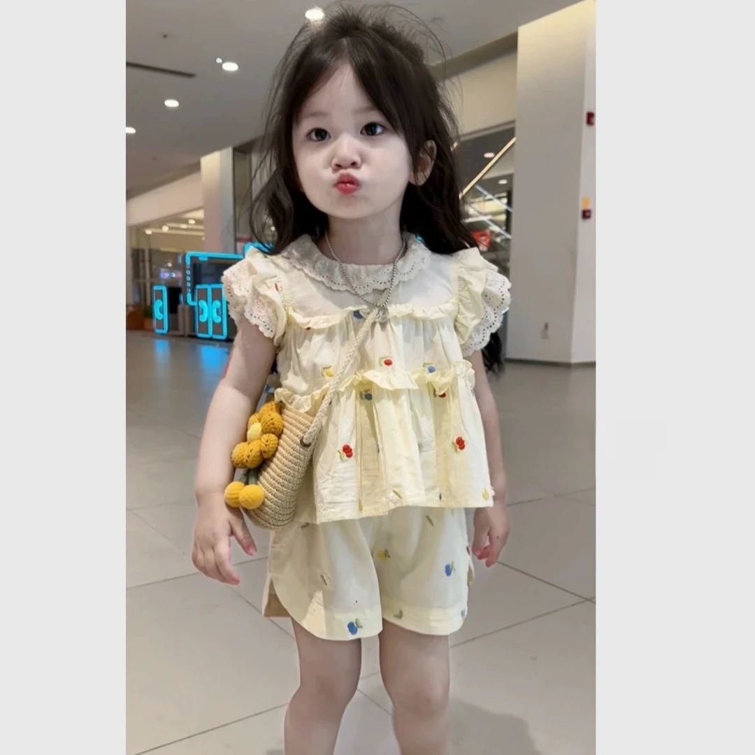 女童碎花套装夏季2024新款儿童韩版洋气两件套女宝宝公主网红套装