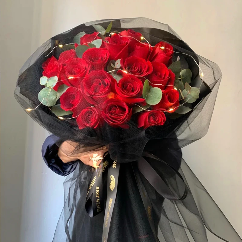 ♥余生是你♥〖19枝红玫瑰黑纱款〗鲜花花束·鲜花同城·鲜花小时达