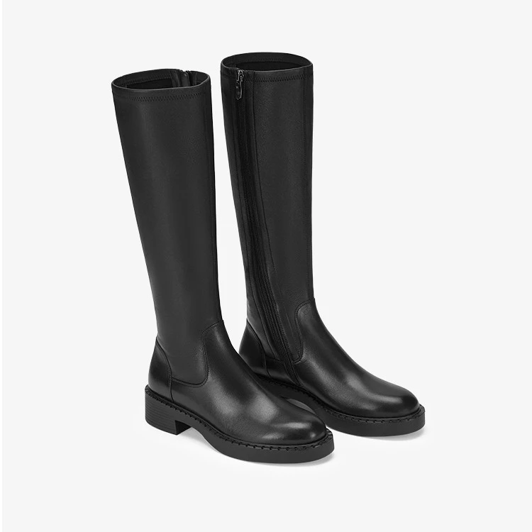 73hours女鞋Rika冬季新款复古长靴高筒靴瘦瘦靴骑士靴子女