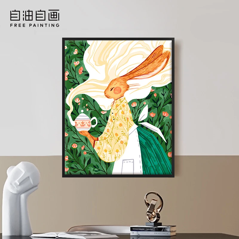 自油自画diy数字油画手工涂色画画填色丙烯画手绘客厅装饰油画
