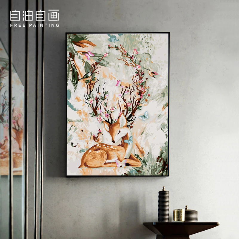 DIY数字油画手绘填色丙烯画情侣礼物零基础手工沙发背景装饰油画