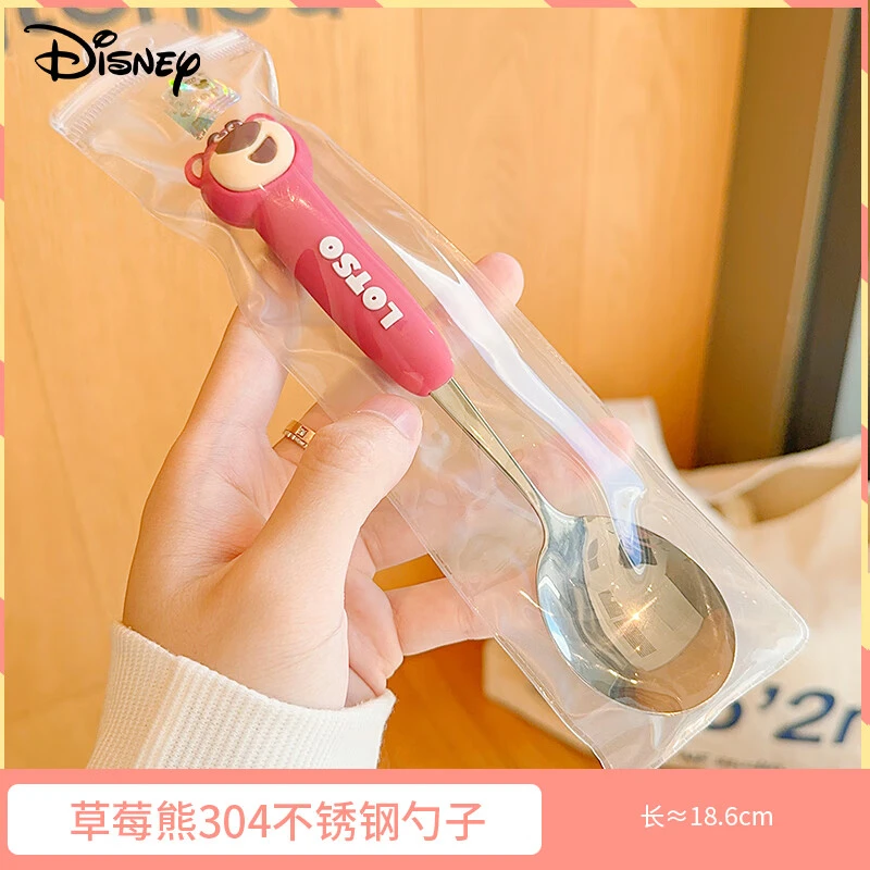 迪士尼儿童不锈钢勺子叉子少女心家用吃饭小孩辅食喂饭汤幼儿饭勺
