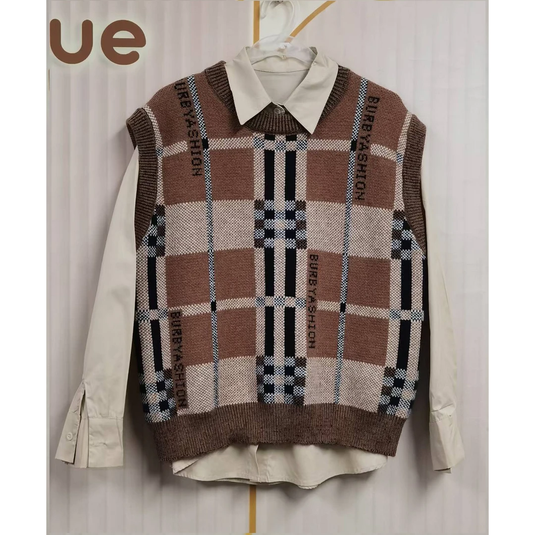 y902  美式复古针织马甲潮牌韩版宽松无袖毛衣背心  [23]