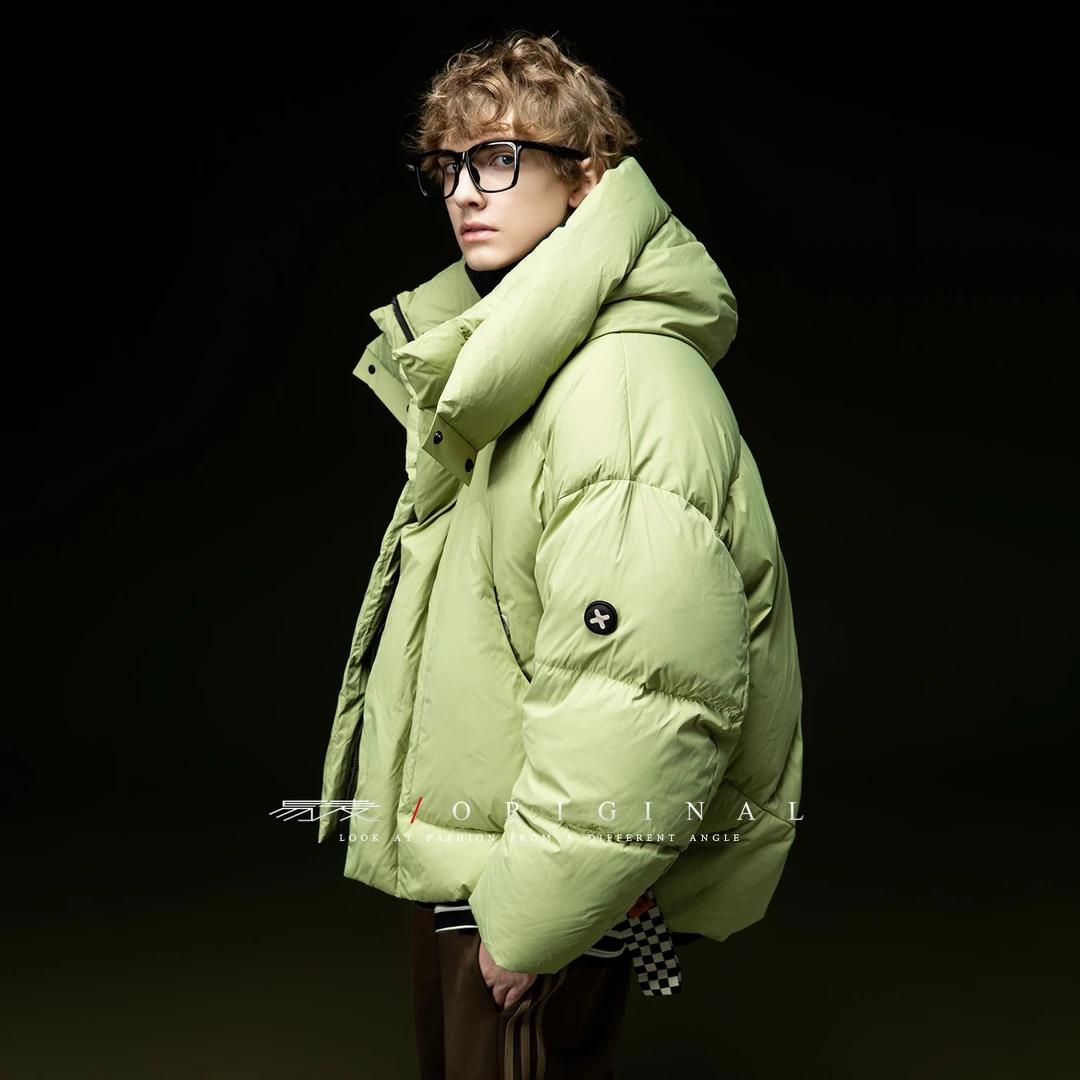 易麦2024冬季新款白鸭绒立领羽绒服外套男女潮牌酷飒保暖宽松外套