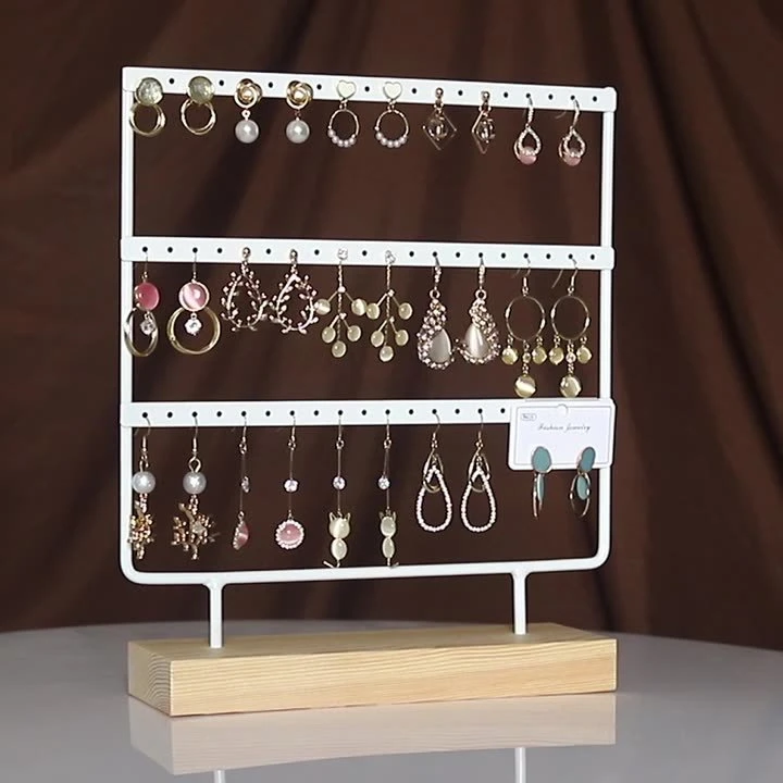 首饰展示架 实木铁艺耳环架家用耳饰首饰收纳耳钉饰品陈列展示架