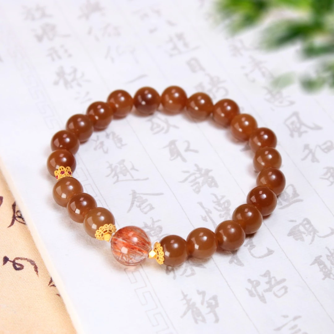白玉世家18K金糖玉单圈手串和田玉手串(多样性发货)