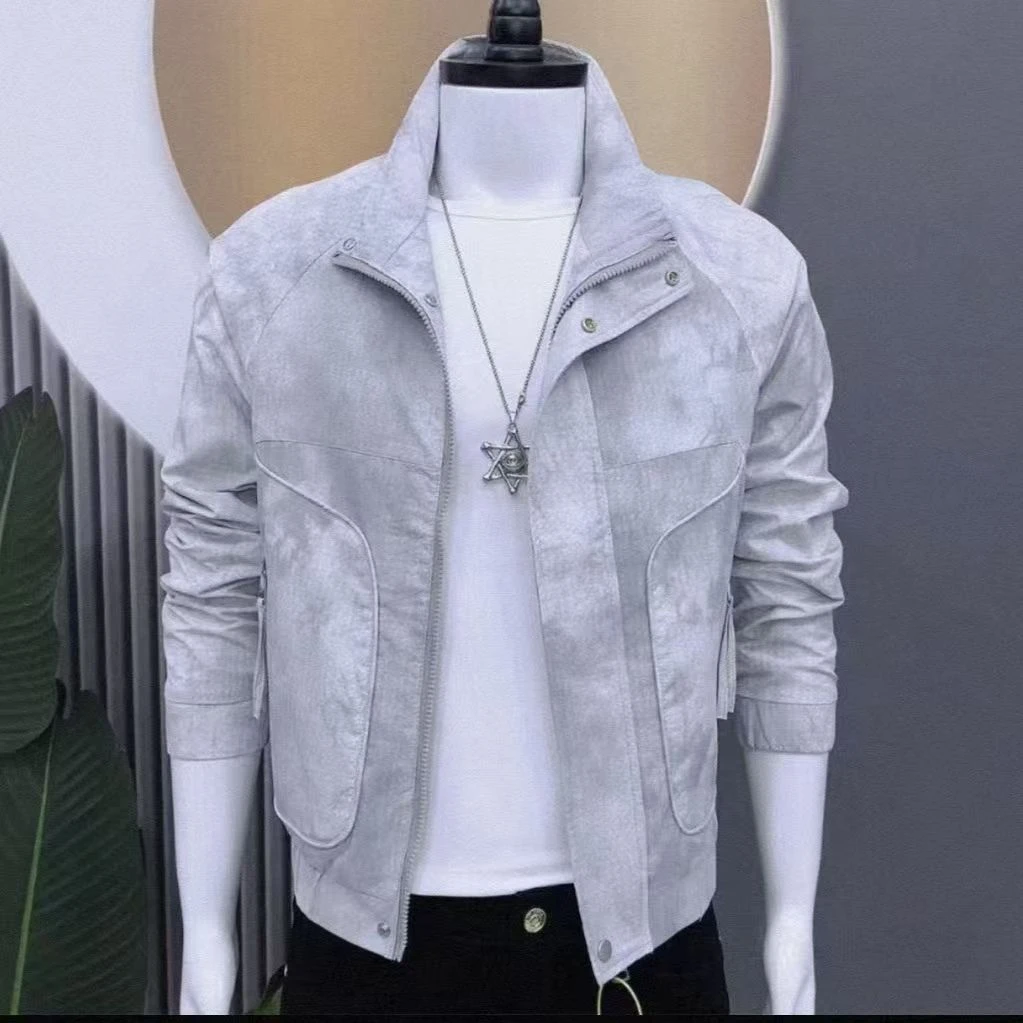 秋季新款男士时尚修身男装夹克男生韩版潮流百搭青年休闲立领外套