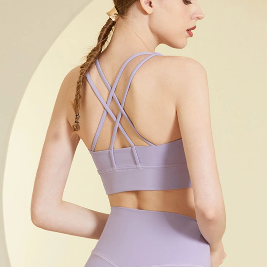 FC913固定一体杯运动内衣交叉细带健身美背上衣运动健身运动背心