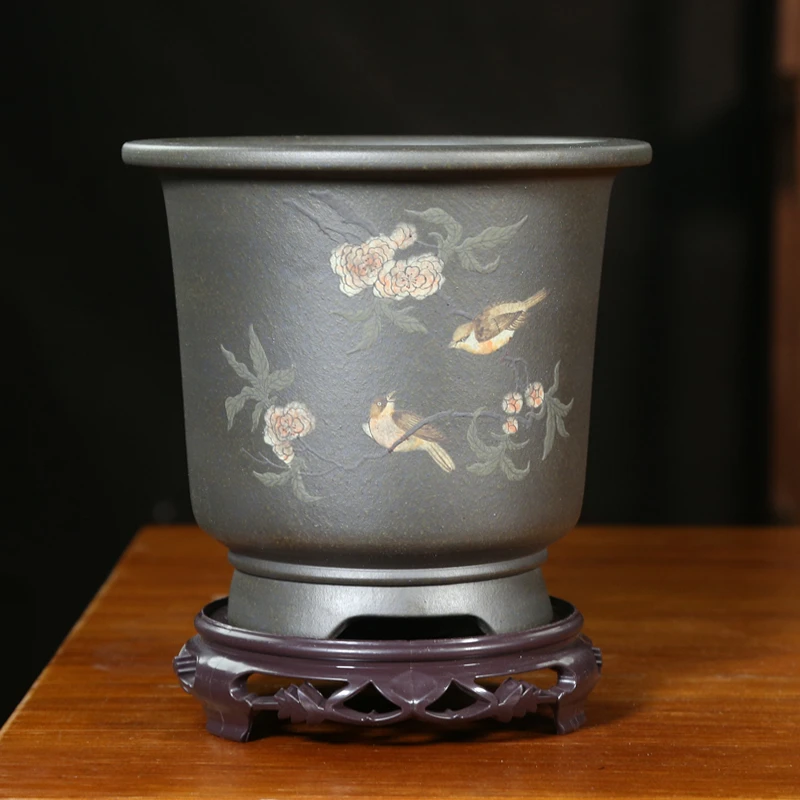神力天青泥紫砂花盆老桩君子兰小蝴蝶兰盆景兰花多肉绿植专用盆
