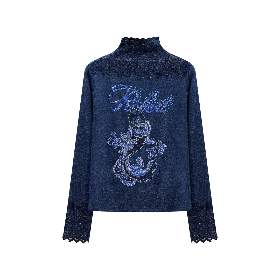 Robert Girm时尚烫钻轻奢半高领打底上衣休闲套装#1203/1204