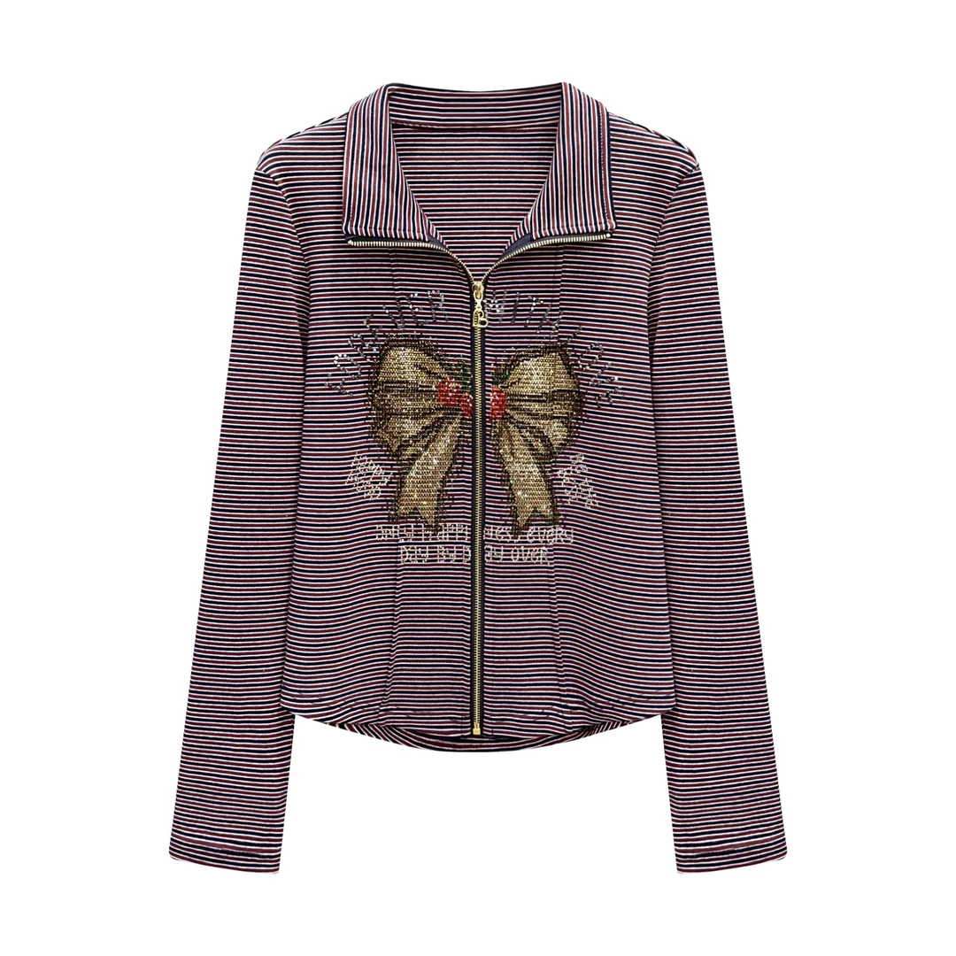 2025 时尚蝴蝶烫钻百搭休闲上衣#2341