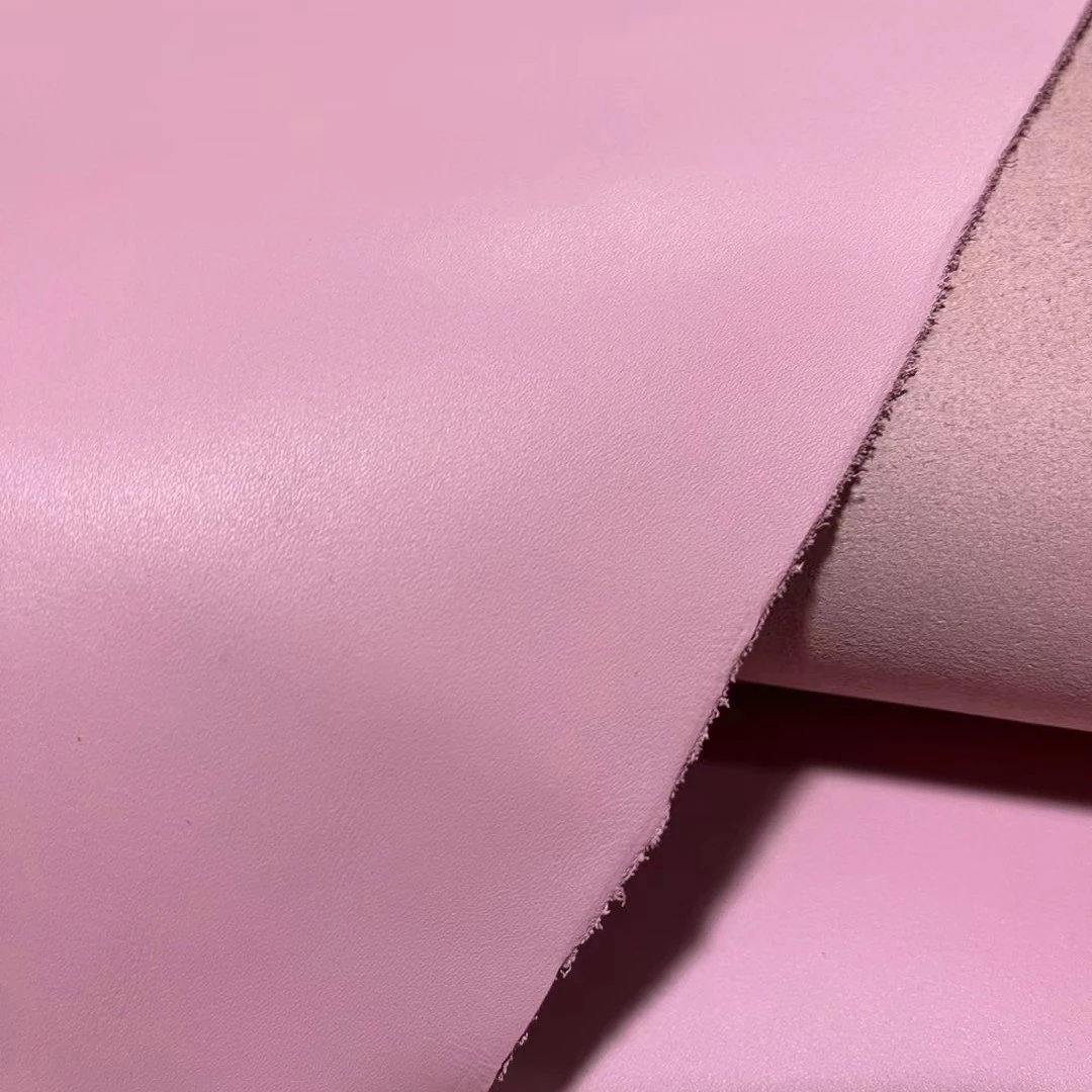 意大利进口樱花粉平纹 1.5毫米厚头层进口牛皮手工皮料diy皮革