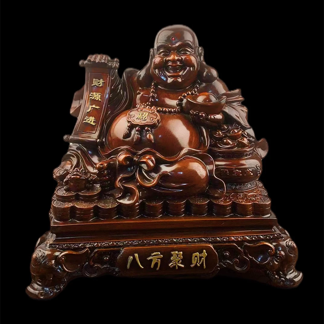 八方聚财招财笑佛大肚大号弥勒佛摆件神像佛像摆设（长40宽30高42）