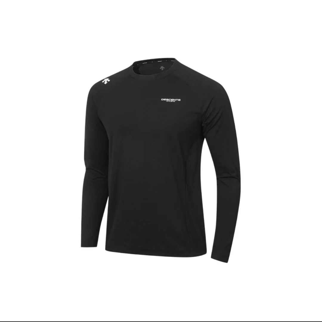 DESCENTE/迪桑特字母Logo印花插肩圆领保暖长袖T恤透气男款TTL81