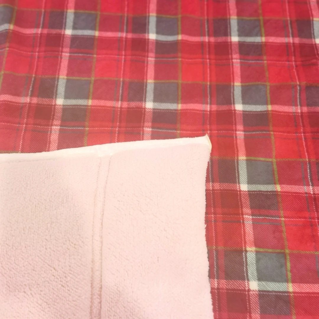 200cm*150cmGG家红格子被子加绒加厚双面绒被单人被夹棉冬被