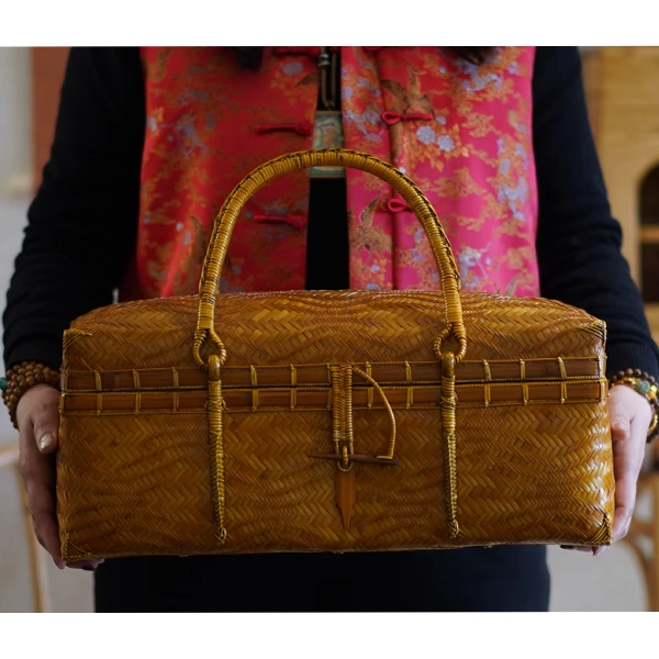 手提竹编高档包女士包茶具收纳箱